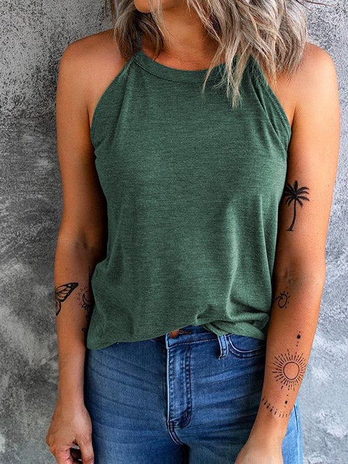 Solid Crewneck Summer Cami Top(6 colors)