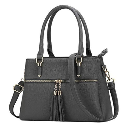 Women Satchel Bags Handle Shoulder Handbags and Purses Pockets Zipper Leather Crossbody Bags
