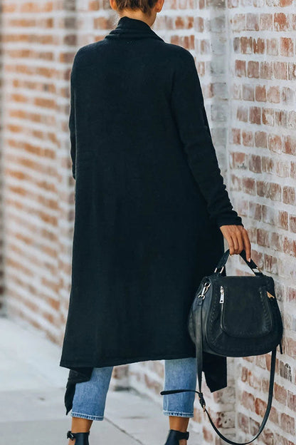 Long Sleeve Solid Color Lapel Cardigan